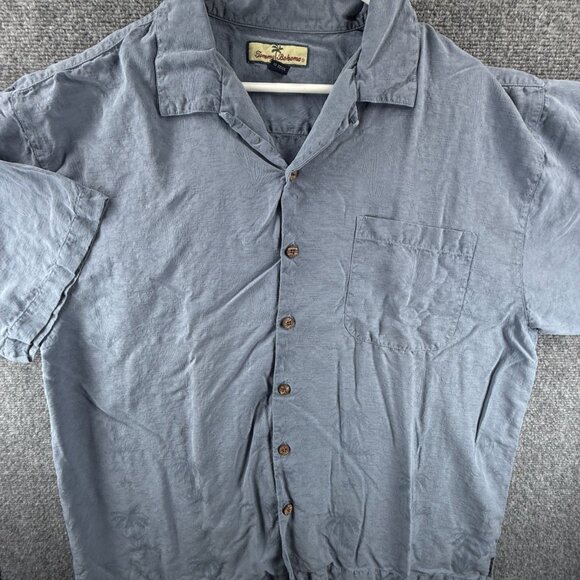 Tommy Bahama Short Sleeve Silk Floral XL Blue Hawaiian Mens Shirt Button Up - Picture 1 of 13